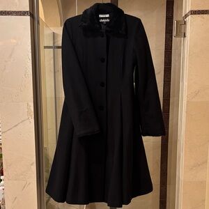 Trilogi Girls Black Coat with Fur Collar